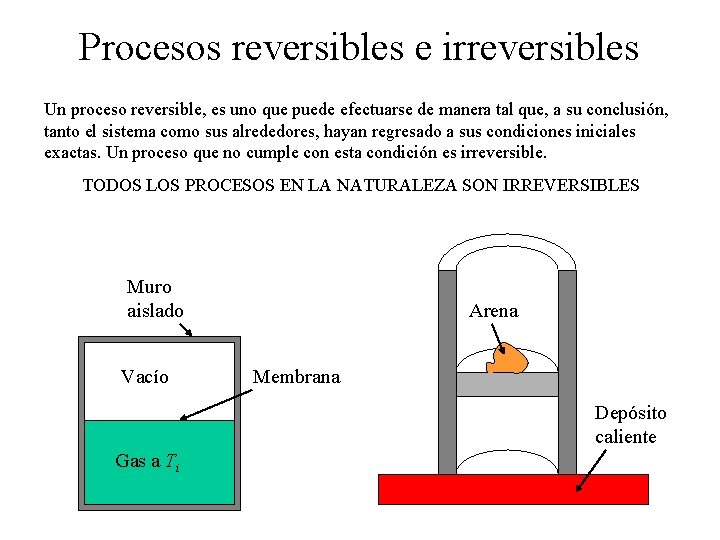 Procesos reversibles e irreversibles Un proceso reversible, es uno que puede efectuarse de manera