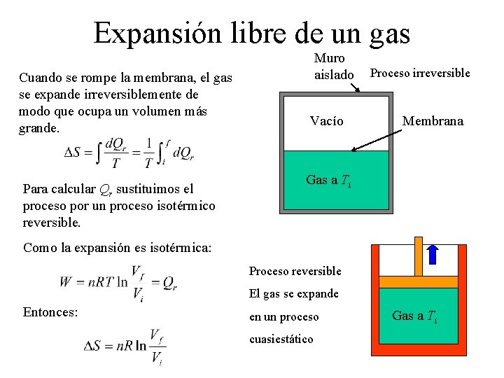 Expansión libre de un gas Cuando se rompe la membrana, el gas se expande