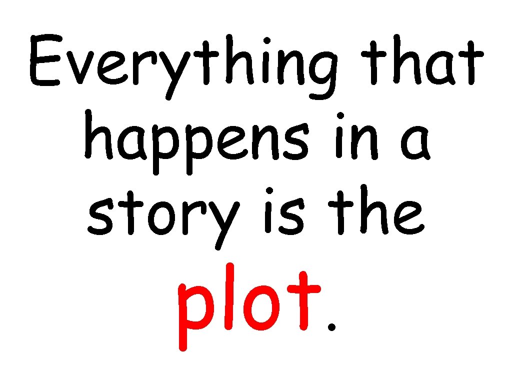 Everything that happens in a story is the plot. 