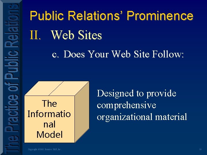 Public Relations’ Prominence II. Web Sites c. Does Your Web Site Follow: The Informatio