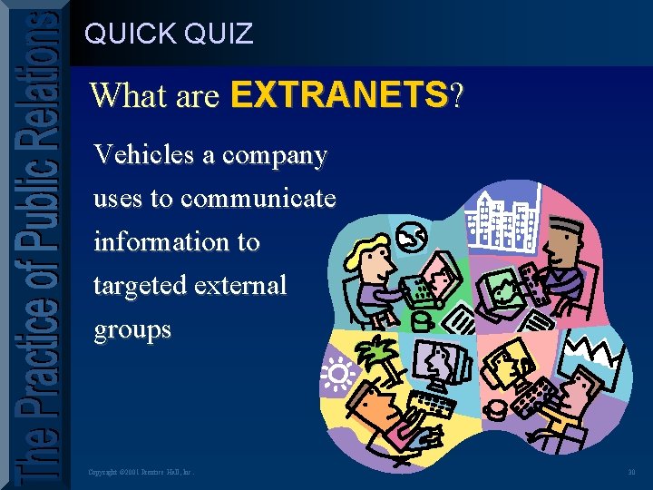 QUICK QUIZ What are EXTRANETS? Vehicles a company uses to communicate information to targeted