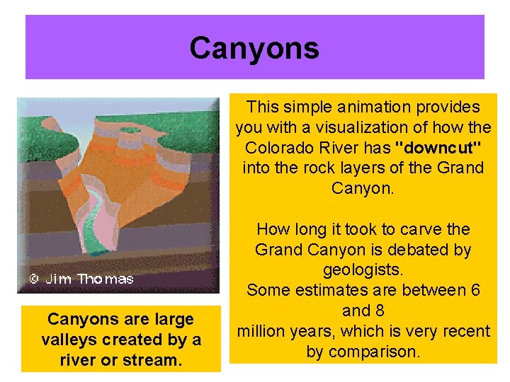 Canyons This simple animation provides you with a visualization of how the Colorado River