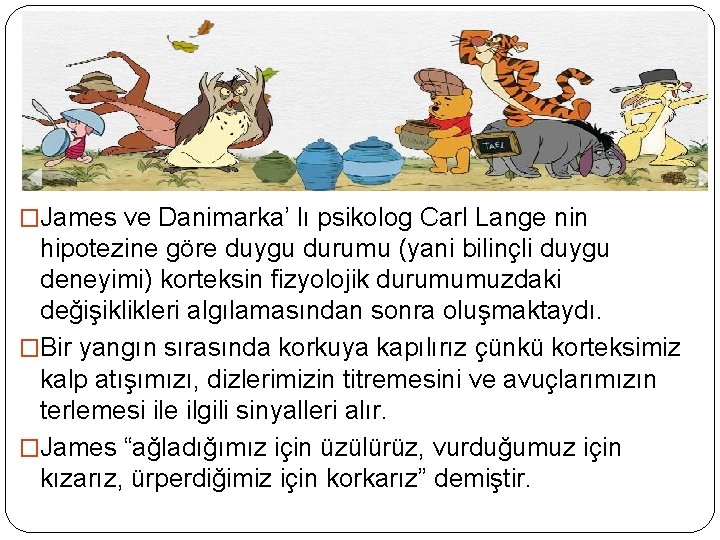 �James ve Danimarka’ lı psikolog Carl Lange nin hipotezine göre duygu durumu (yani bilinçli