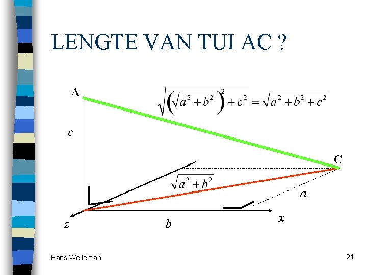 LENGTE VAN TUI AC ? A c C a z Hans Welleman b x