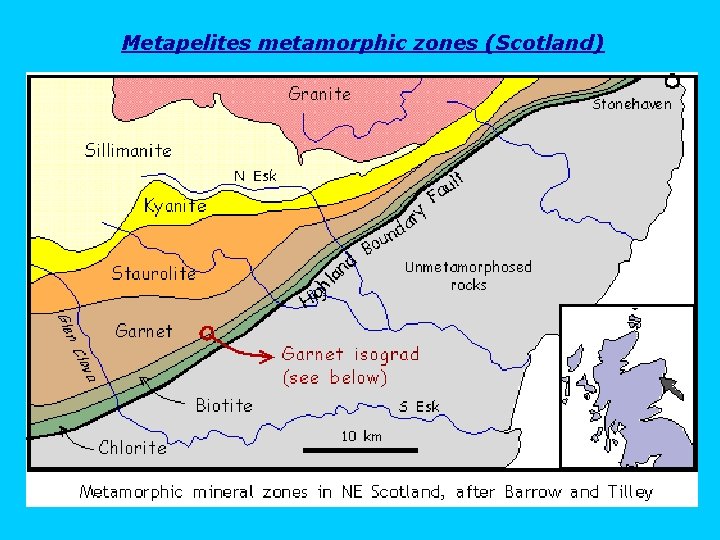 Metapelites metamorphic zones (Scotland) 