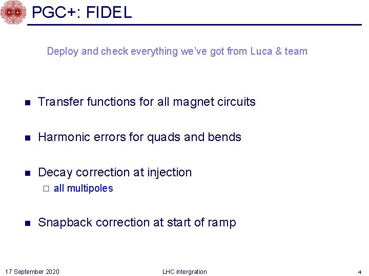 PGC+: FIDEL Deploy and check everything we’ve got from Luca & team n Transfer