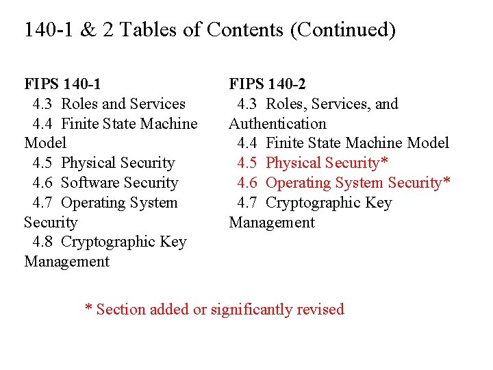 140 -1 & 2 Tables of Contents (Continued) FIPS 140 -1 4. 3 Roles