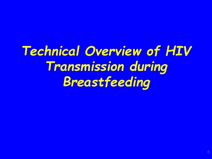 Technical Overview of HIV Transmission during Breastfeeding 6 