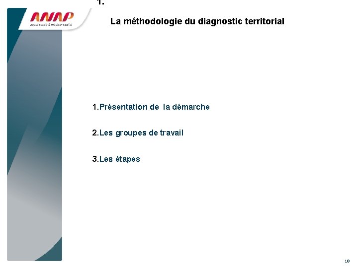 1. La méthodologie du diagnostic territorial 1. Présentation de la démarche 2. Les groupes