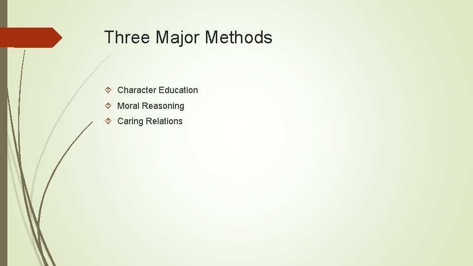 Three Major Methods Character Education Moral Reasoning Caring Relations 