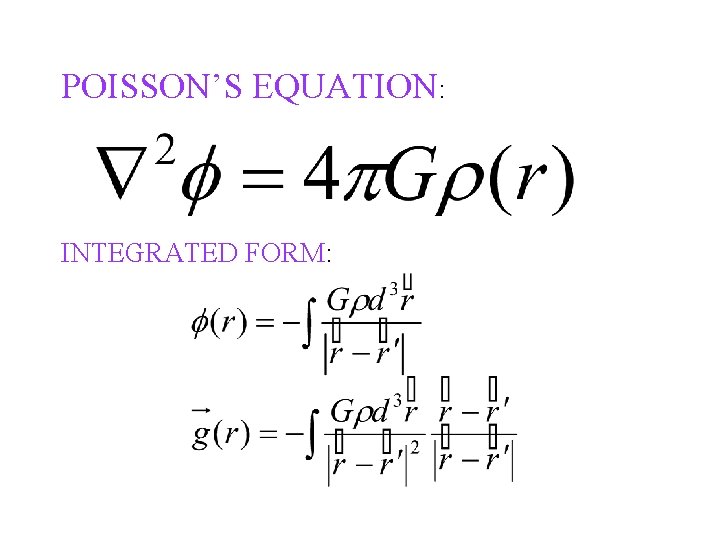 POISSON’S EQUATION: INTEGRATED FORM: 