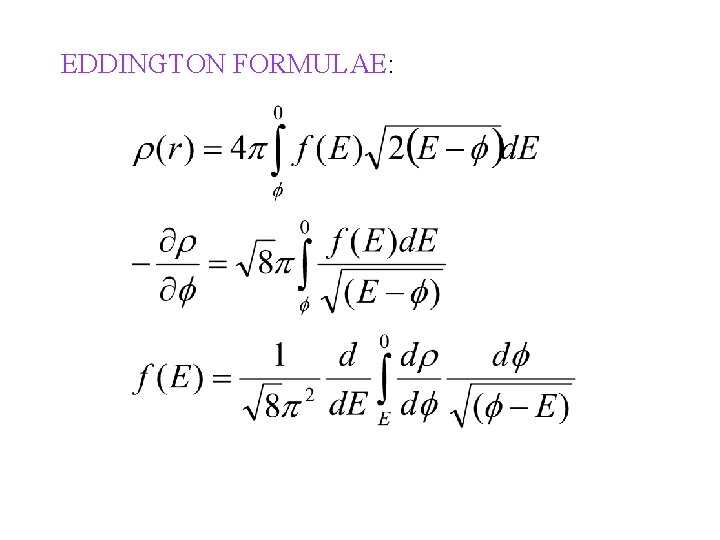 EDDINGTON FORMULAE: 