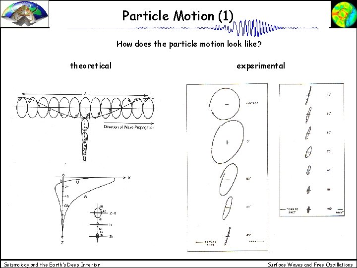 Particle Motion (1) How does the particle motion look like? theoretical Seismology and the