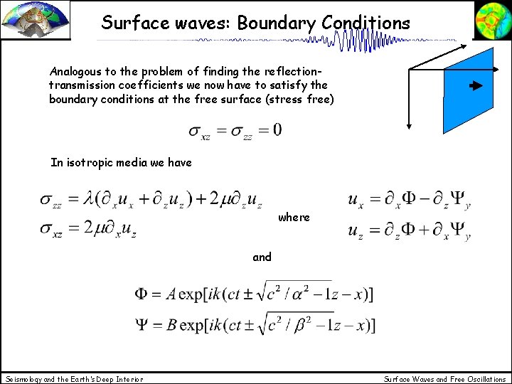 Surface waves: Boundary Conditions Analogous to the problem of finding the reflectiontransmission coefficients we