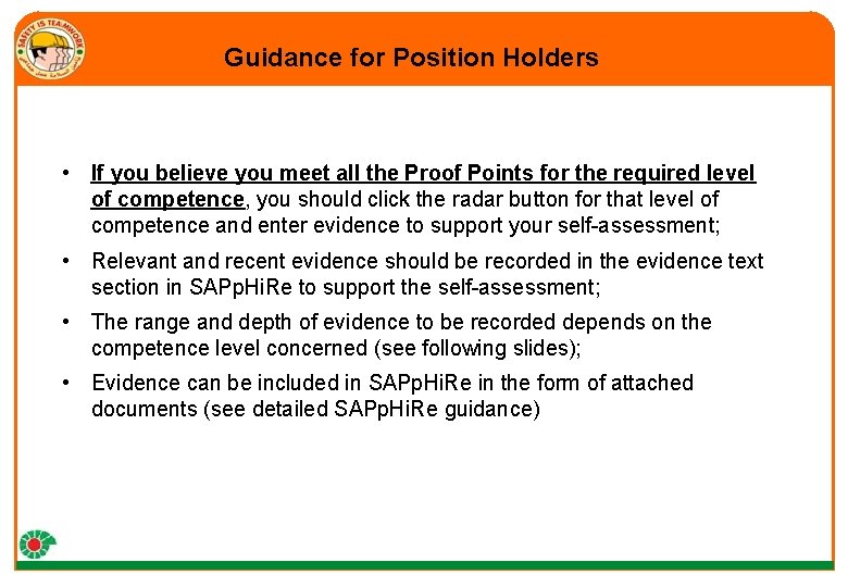 Guidance for Position Holders • If you believe you meet all the Proof Points