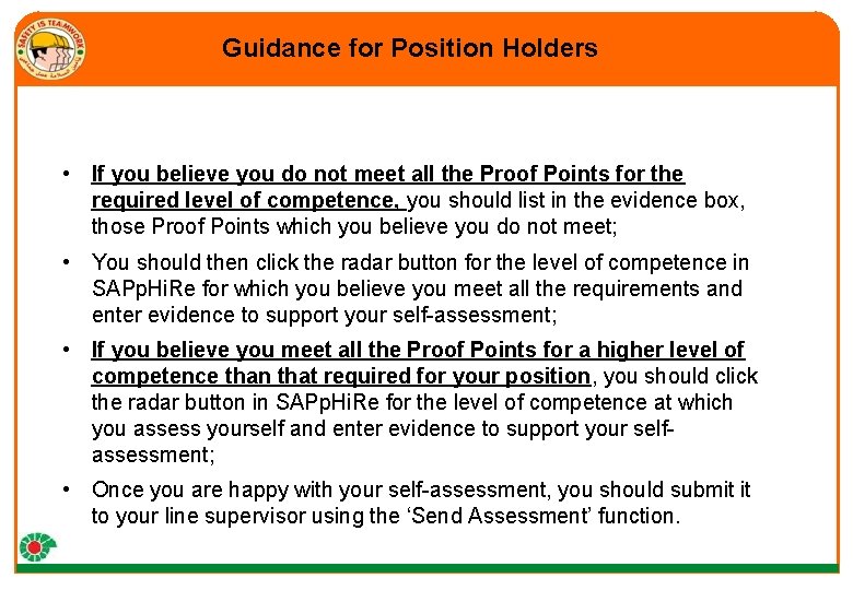 Guidance for Position Holders • If you believe you do not meet all the