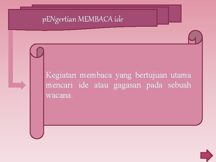 p. ENgertian MEMBACA ide Kegiatan membaca yang bertujuan utama mencari ide atau gagasan pada