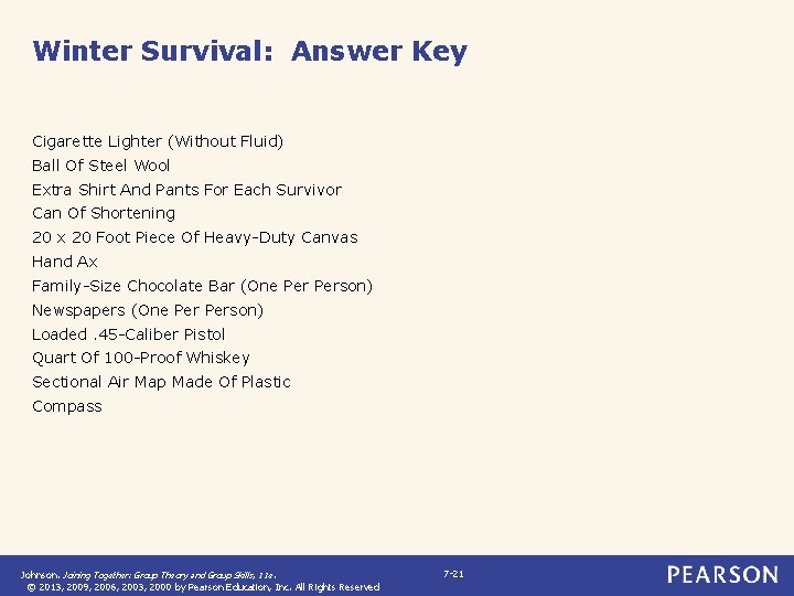 Winter Survival: Answer Key Cigarette Lighter (Without Fluid) Ball Of Steel Wool Extra Shirt Winter Survival: Answer Key Cigarette Lighter (Without Fluid) Ball Of Steel Wool Extra Shirt