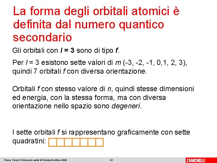 La forma degli orbitali atomici è definita dal numero quantico secondario Gli orbitali con