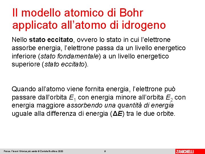 Il modello atomico di Bohr applicato all’atomo di idrogeno Nello stato eccitato, ovvero lo