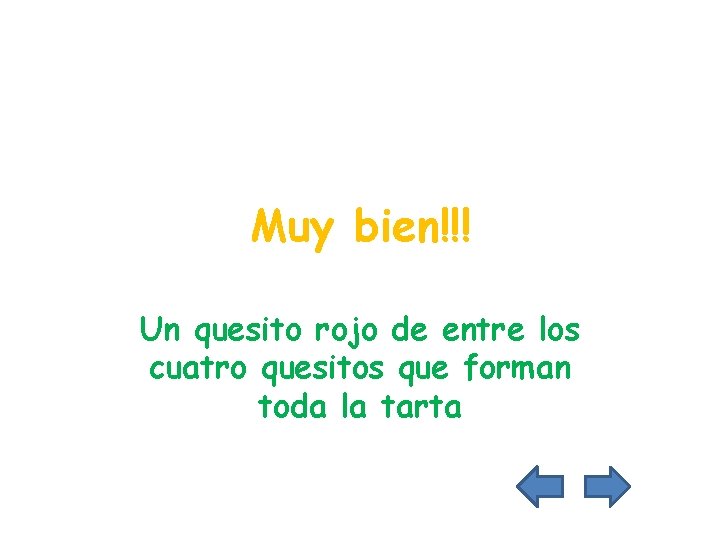 Muy bien!!! Un quesito rojo de entre los cuatro quesitos que forman toda la