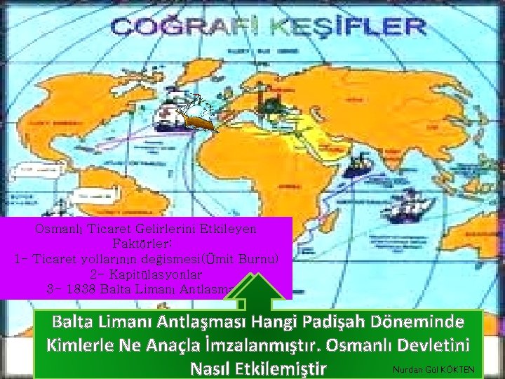 Osmanlı Ticaret Gelirlerini Etkileyen Faktörler: 1 - Ticaret yollarının değismesi(Ümit Burnu) 2 - Kapitülasyonlar