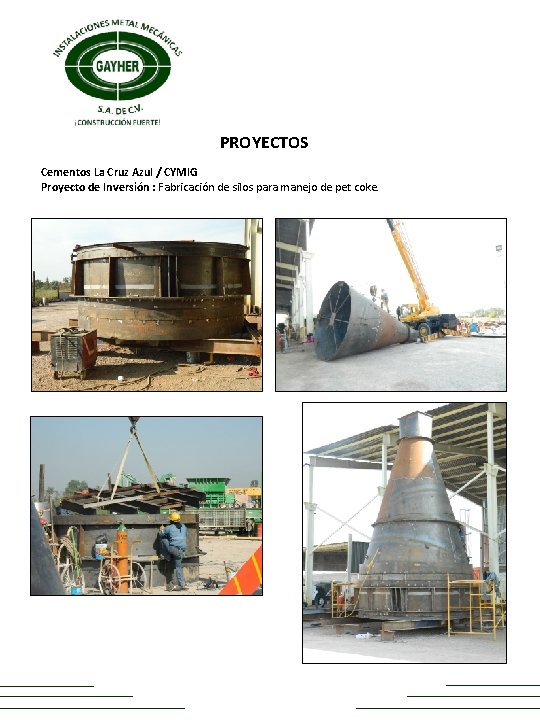 PROYECTOS Cementos La Cruz Azul / CYMIG Proyecto de Inversión : Fabricación de silos