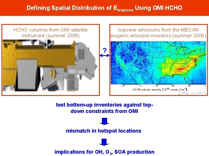 Defining Spatial Distribution of Eisoprene Using OMI HCHO Isoprene emissions from the MEGAN biogenic Defining Spatial Distribution of Eisoprene Using OMI HCHO Isoprene emissions from the MEGAN biogenic