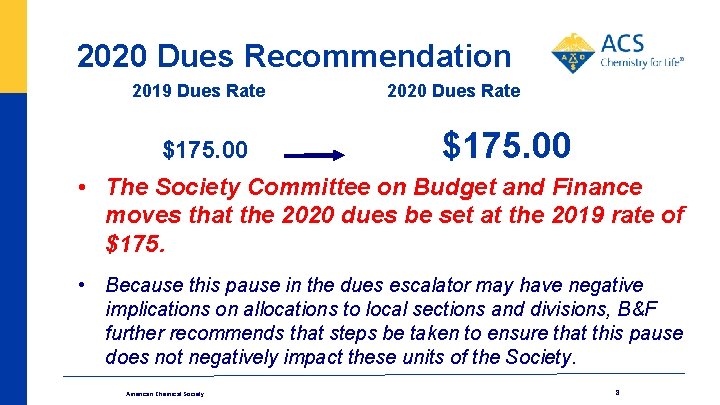 2020 Dues Recommendation 2019 Dues Rate $175. 00 2020 Dues Rate $175. 00 •