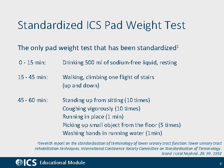 Standardized ICS Pad Weight Test The only pad weight test that has been standardized