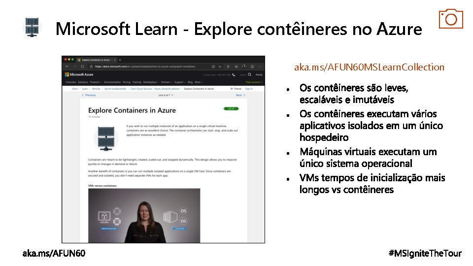  Microsoft Learn - Explore contêineres no Azure aka. ms/AFUN 60 MSLearn. Collection 