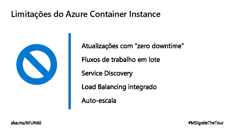 Limitações do Azure Container Instance 