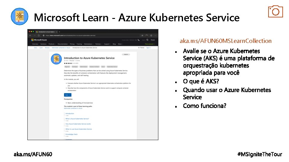 Microsoft Learn - Azure Kubernetes Service aka. ms/AFUN 60 MSLearn. Collection 