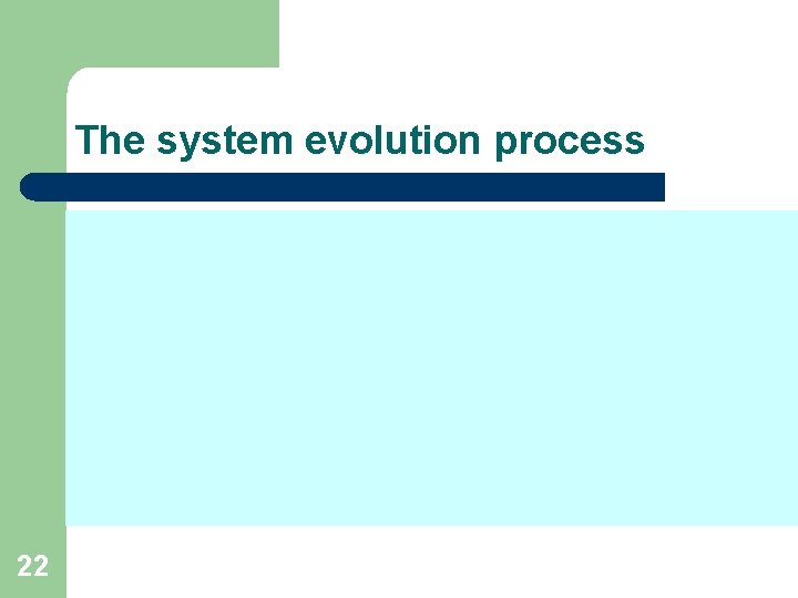 The system evolution process 22 