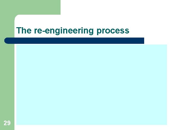 The re-engineering process 29 