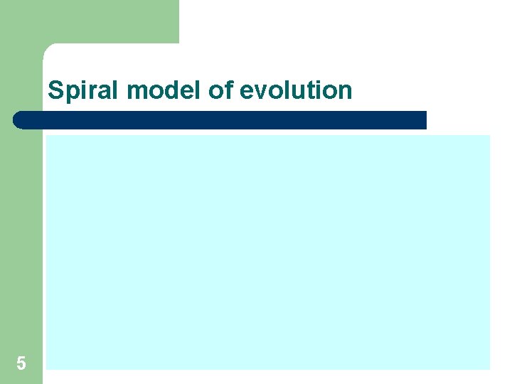 Spiral model of evolution 5 