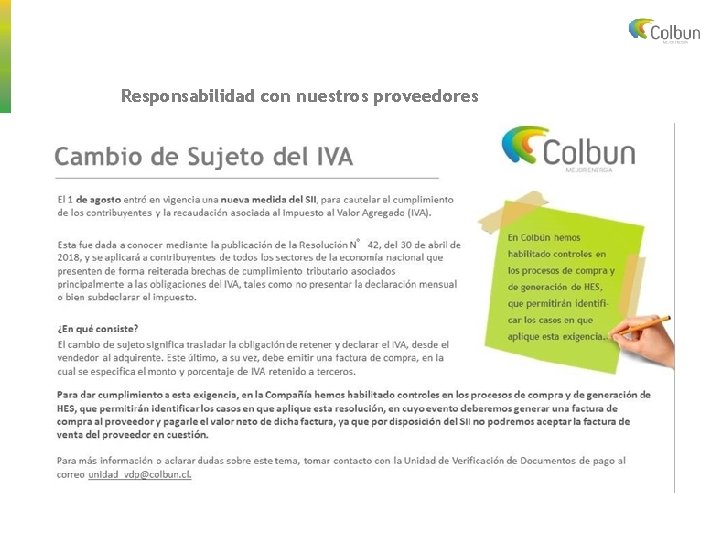 Responsabilidad con nuestros proveedores 