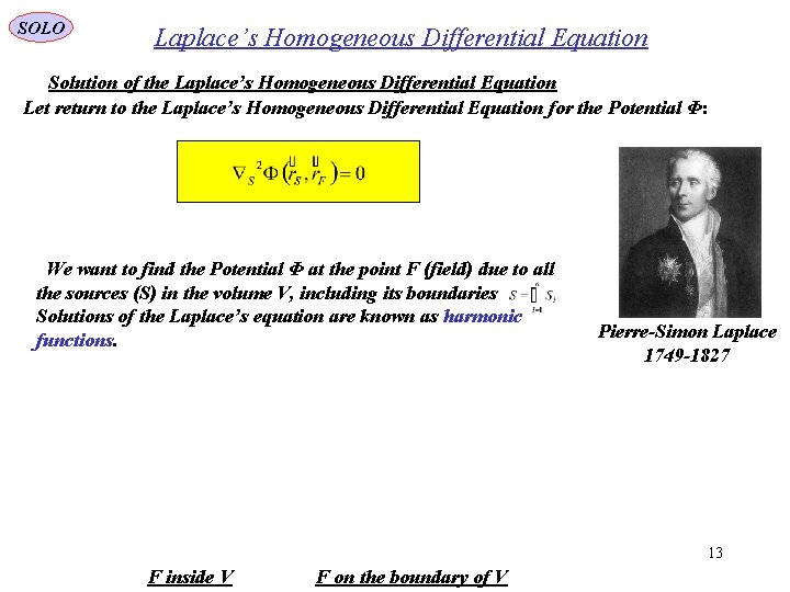 SOLO Laplace’s Homogeneous Differential Equation Solution of the Laplace’s Homogeneous Differential Equation Let return