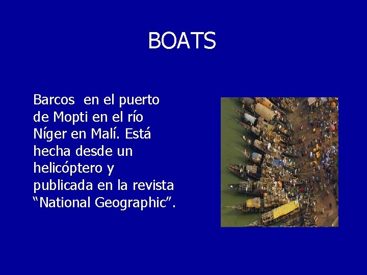 BOATS Barcos en el puerto de Mopti en el río Níger en Malí. Está