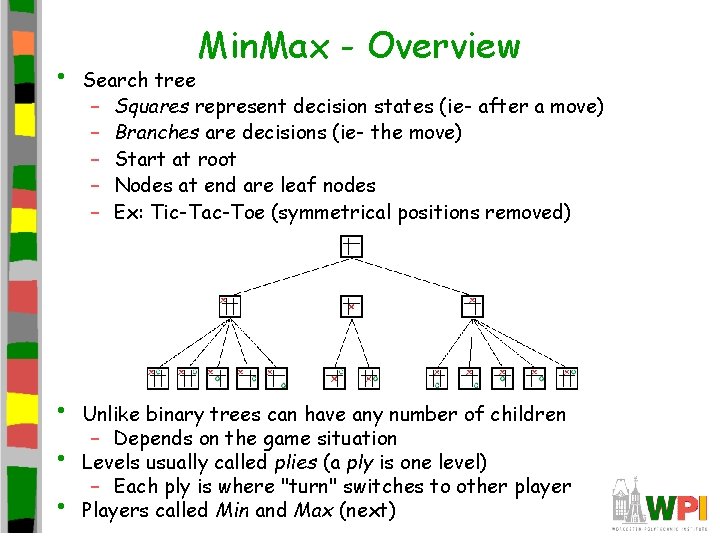  • • Min. Max - Overview Search tree – Squares represent decision states