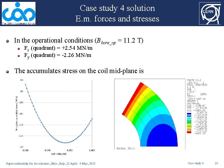 Case study 4 solution E. m. forces and stresses In the operational conditions (Bbore_op