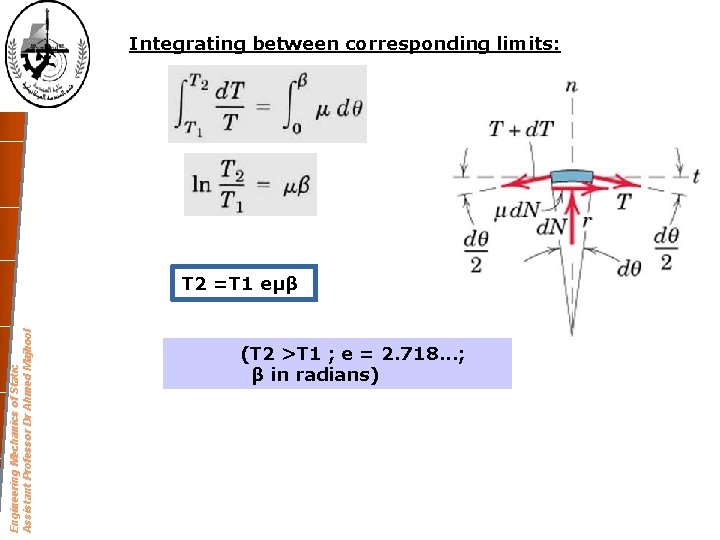 Integrating between corresponding limits: Engineering Mechanics of Static Assistant Professor Dr Ahmed Majhool T Integrating between corresponding limits: Engineering Mechanics of Static Assistant Professor Dr Ahmed Majhool T