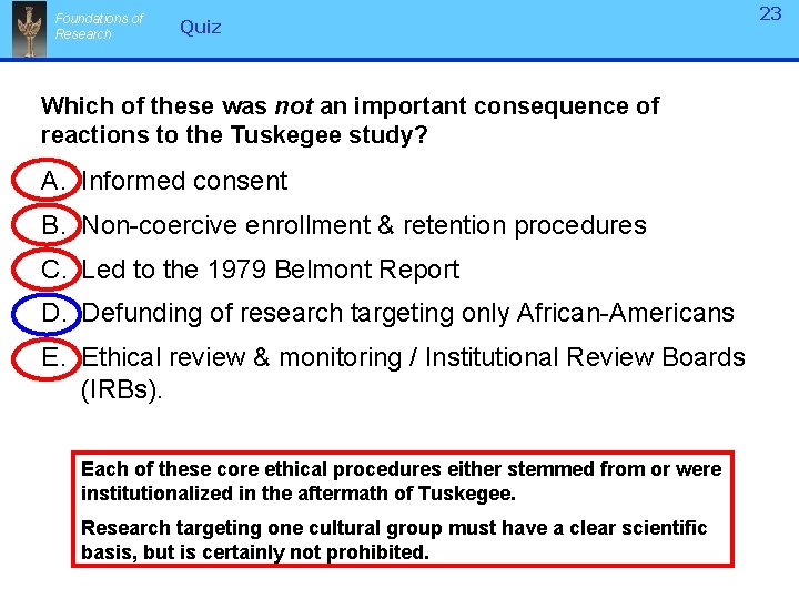 Foundations of Research Quiz Which of these was not an important consequence of reactions
