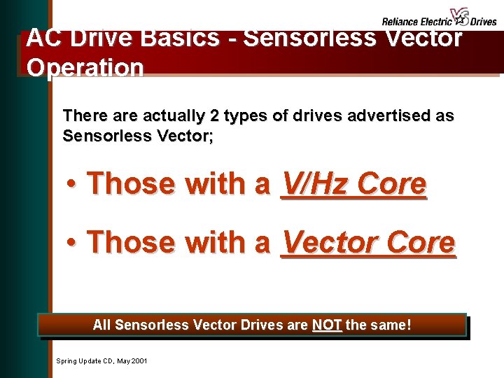 AC Drive Basics - Sensorless Vector Operation There actually 2 types of drives advertised