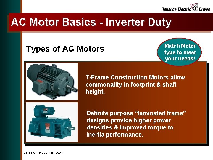 AC Motor Basics - Inverter Duty Types of AC Motors Match Motor type to