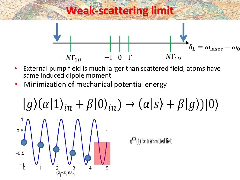 Weak-scattering limit • External pump field is much larger than scattered field, atoms have Weak-scattering limit • External pump field is much larger than scattered field, atoms have