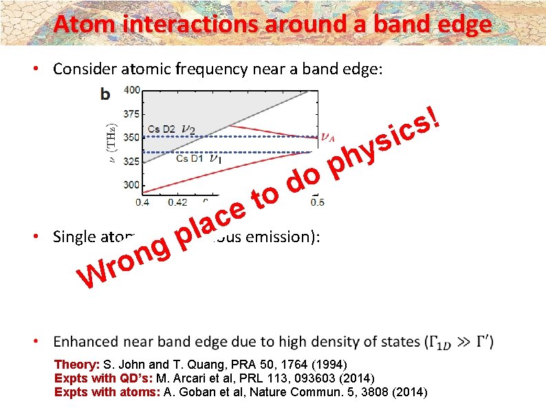 Atom interactions around a band edge • Consider atomic frequency near a band edge: Atom interactions around a band edge • Consider atomic frequency near a band edge: