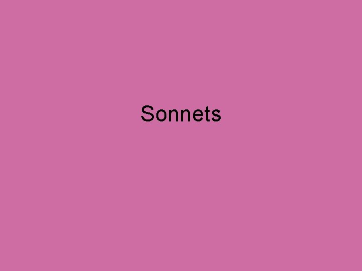 Sonnets 