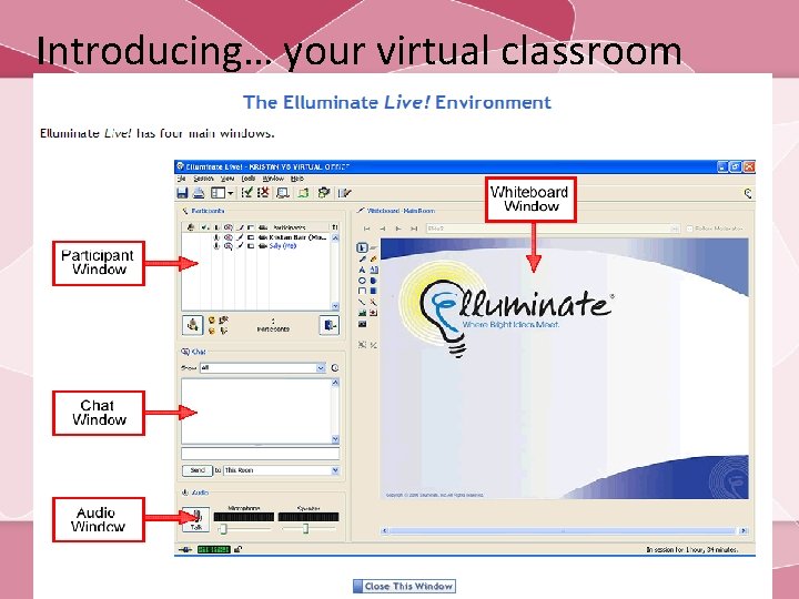 Introducing… your virtual classroom 6/10/2008; updated: 10/3/11 Elluminate Meeting/Classroom 2 