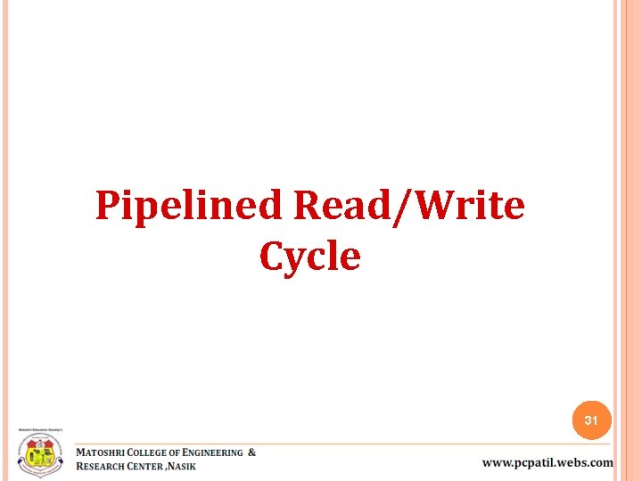Pipelined Read/Write Cycle 31 Pipelined Read/Write Cycle 31